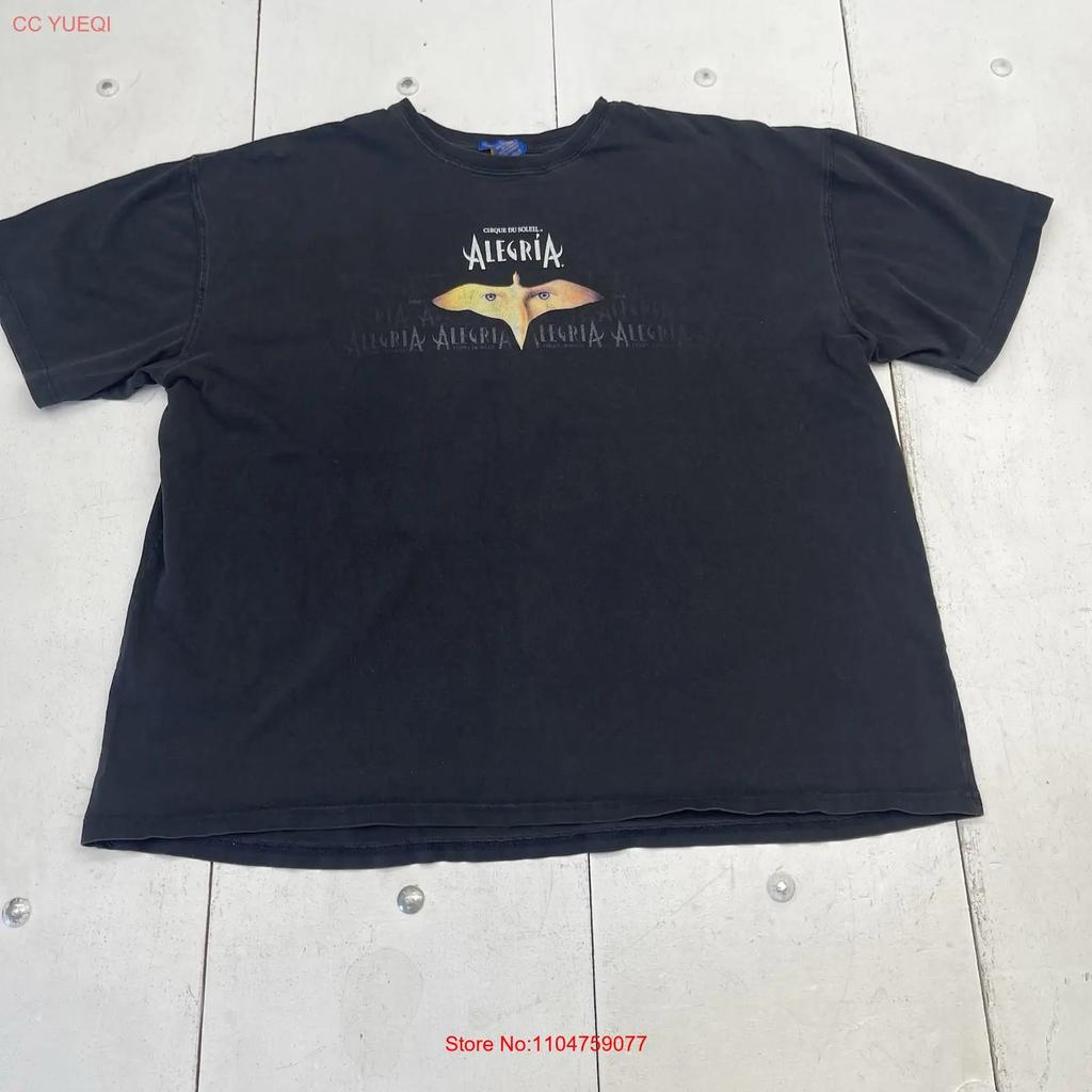 Vintage Cirque Du Soleil Black Alegria T Shirt Adults XL Vintage Washed Streetwear Homme Stretched Versatile Fashion Soft