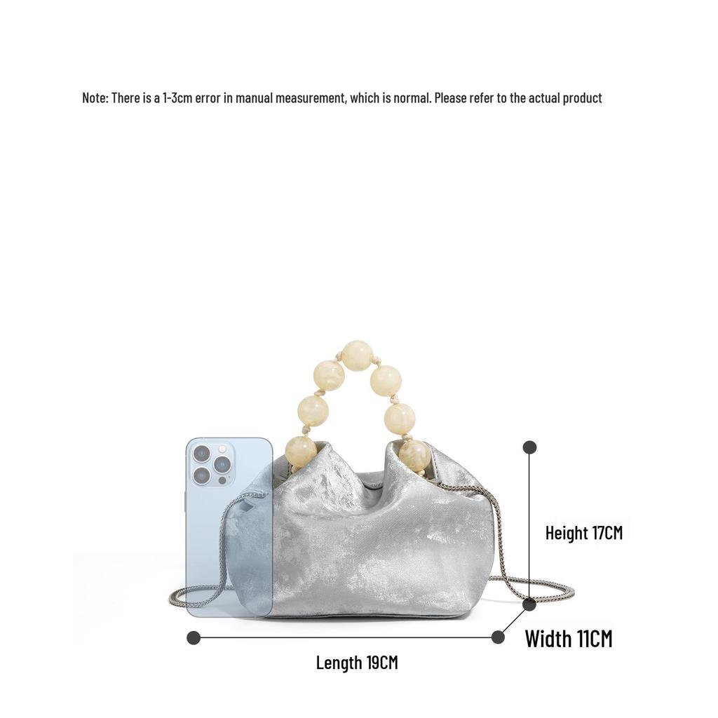 2025 Modern Chinese Cowhide Bento Crossbody & Shoulder Bucket Bag - Silver