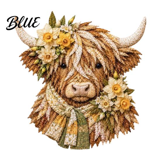 Adult Fabric Art Adults Beginner-Friendly Layered DIY Cow 3D Project Highland Kit for Textured Wall