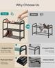 SONGMICS Expandable Shoe Rack, Shoe Storage Organiser, Adjustable Shelves, Sturdy and Heavy-Duty, for Hallway, Closet, Living Room, 3-Tier, Ink Black