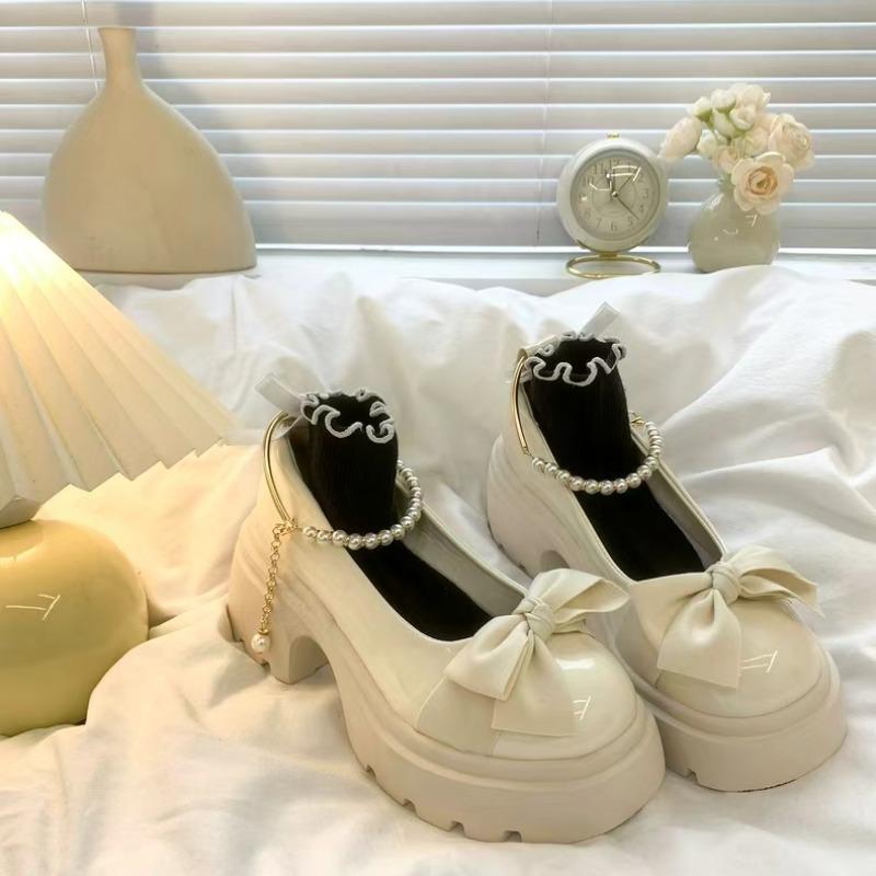 Fashion Women Loafers Spring 2025 New Mary Jane Shoes Women French Style Thick Heel High Heels Soft Bottom Lolita Shoes Zapatos De Mujer