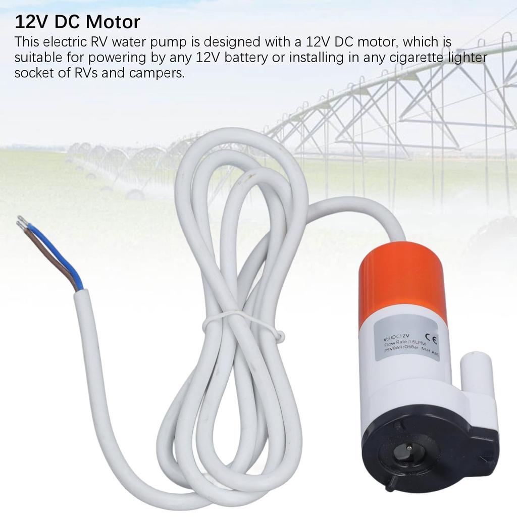 Asixxsix DC 12V RV Water Pump, 16lpm RV Water Pressure Pump, Low Noise RV High Pressure Water Pump for RV Yacht Camper Sprayer Food Truck Camping