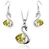 Cigno di cristallo Ciondolo charm amante moda Set di gioielli regalo di compleanno presente Collana Orecchino charm di qualità ragazza appuntamento