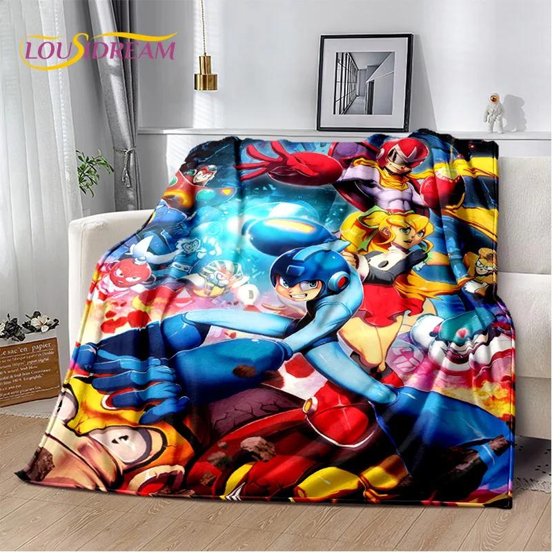 Retro Cartoon Rockman Mega Man Spel Zachte Dekens, Houd Warm Plaid Comfortabele Deken voor Picknick Bedden Bank Huis Slaapkamer