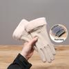 Unisex Fleece-Lined Suede Gloves for Outdoor Cycling and Driving - Cold-Proof, Touchscreen-Enabled for Autumn and Winter.