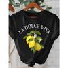 Women's Casual Lemon Printed Short Sleeve T-Shirt, Summer