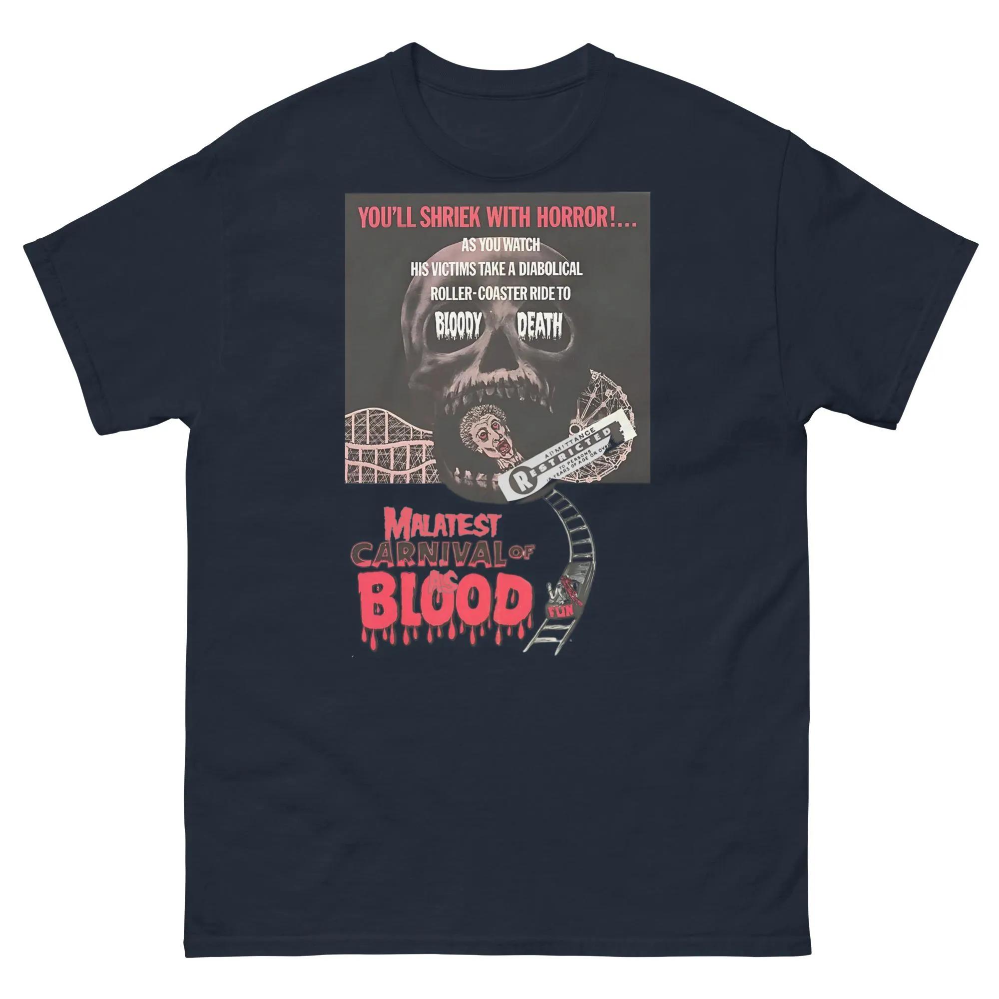 Bloody Carnival Tshirt 70s Cult Horror Movie Tshirt Weird Retro Monster Pattern Horror Shirt for The Movie Theater S