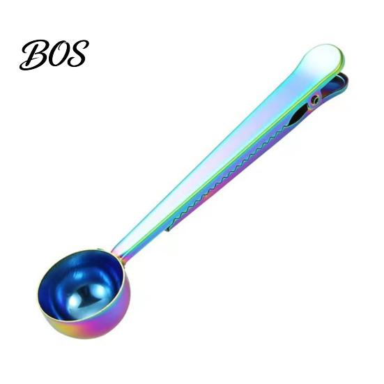 Integrated Spoon And Sealing Clip 2 in 1 Bag Clip, Stainless Steel Measuring Clamp Scoop, Multifunctional Powder Sealer for Milk Coffee, Airtight