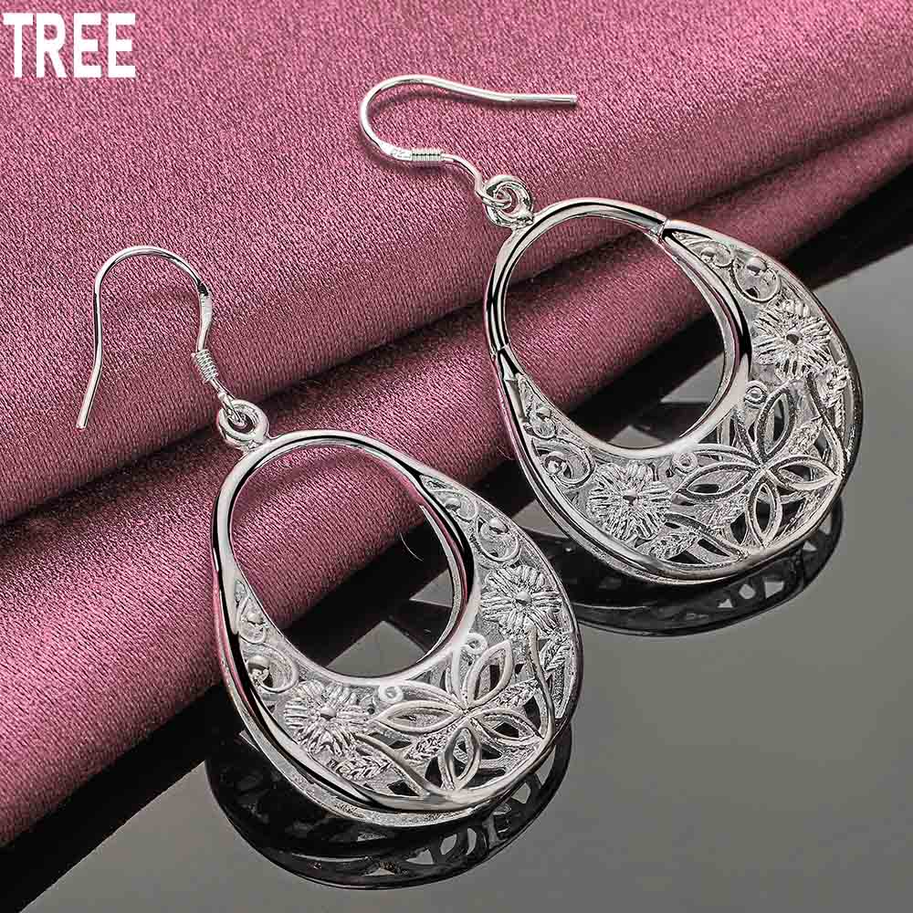 925 Sterling Silver Charm Butterfly Hollow Drop Earrings Charm Fashion Jewelry