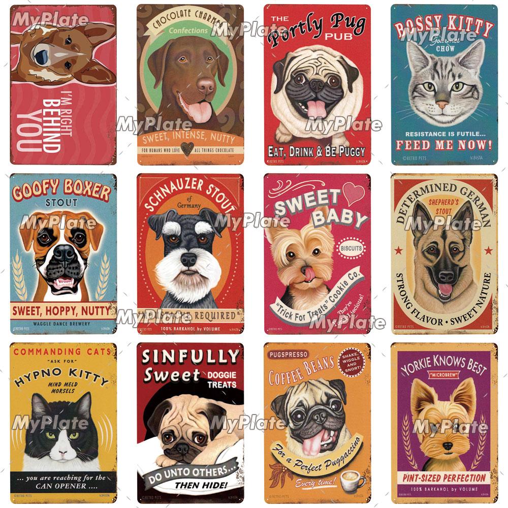[MyPlate]Cat Poster Metal Sign Vintage Plaque Dog Tin Sign Wall Decor For Club Pet Store Tin Plate Dog Gift