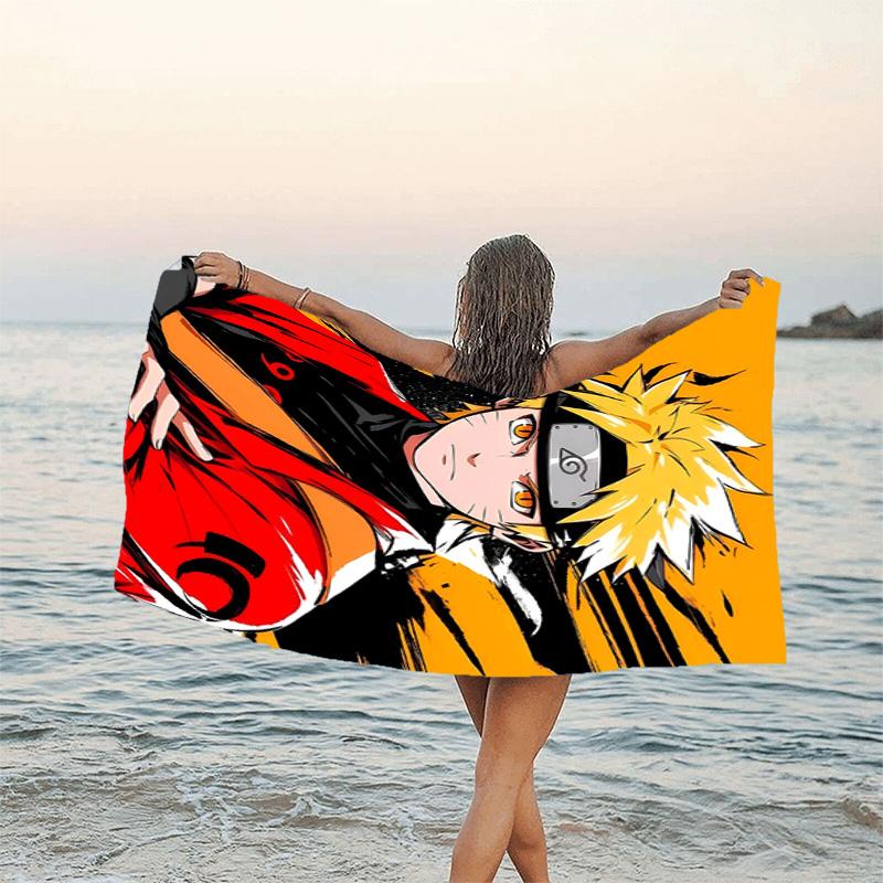 1pc NARUTO (4) Beach Towel, Beach and Seaside Swimming Pool Equipment, Fashion Pattern, Rectangular, Travel Essentials