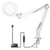 Flexible Klemme auf Tischlampe mit 8x Lupe Schwenkarm Dimmbare LEDs Schreibtischleuchte 3 Farbmodi & 10 Helligkeitsstufen