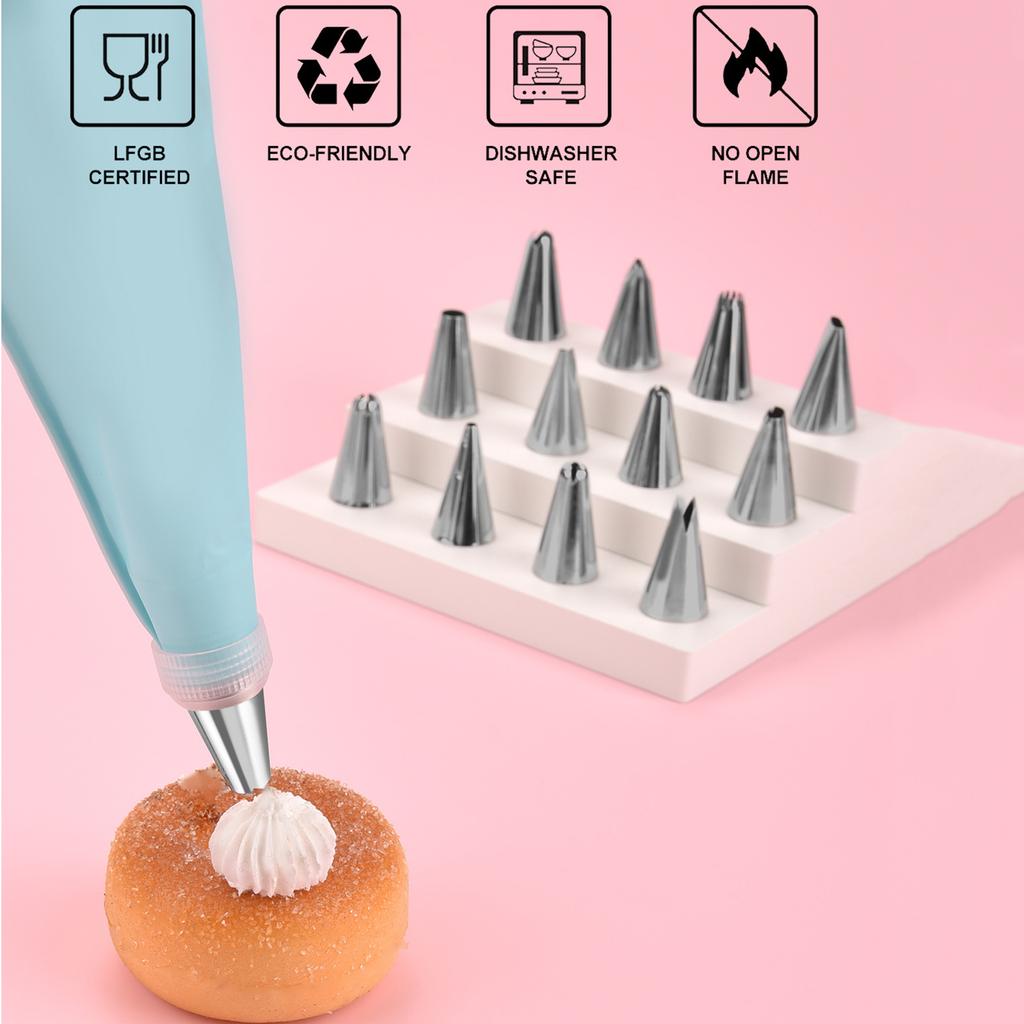 16 Pieces Piping Bags And Tips Set 14 Icing Tips Icing Piping Nozzles Set Frosting Bags Ties Cupcake Decorating Kit Cupcake Tool