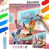 Digital Oil Painting Art Kit Zootopia Fox Rabbit Robot Chess Handmade Coloring Painting Home Decor