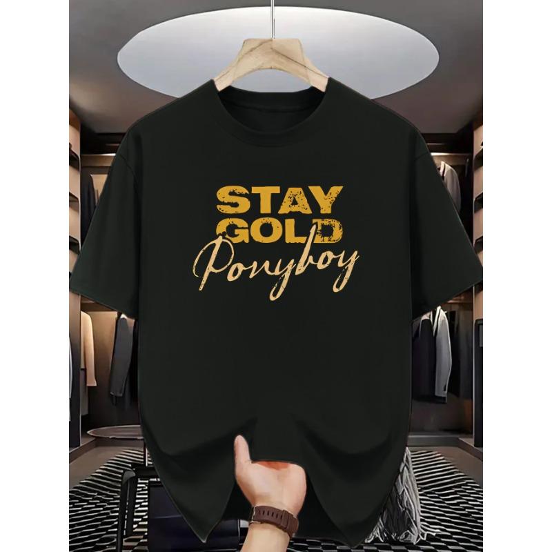 European Size "Stay Golden Ponyboy" Printed Short Sleeve T-Shirt - The Iconic Ponyboy Curtis Design for Fans, Casual Round Neck Summer Tee