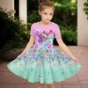 Girls 3D Print Dresses Kids Girl Party Short Sleeve Princess Dress Tank 3D  Bouquet  Print Dress