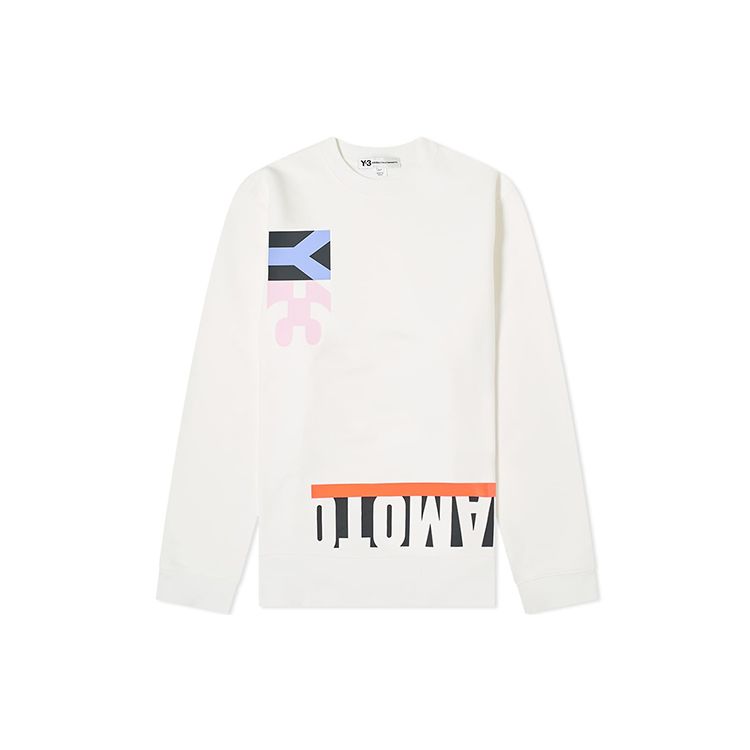 

Y-3 Letter Print Pattern Crewneck Pullover Sweatshirt Men sweatshirt White FS5594 XXL