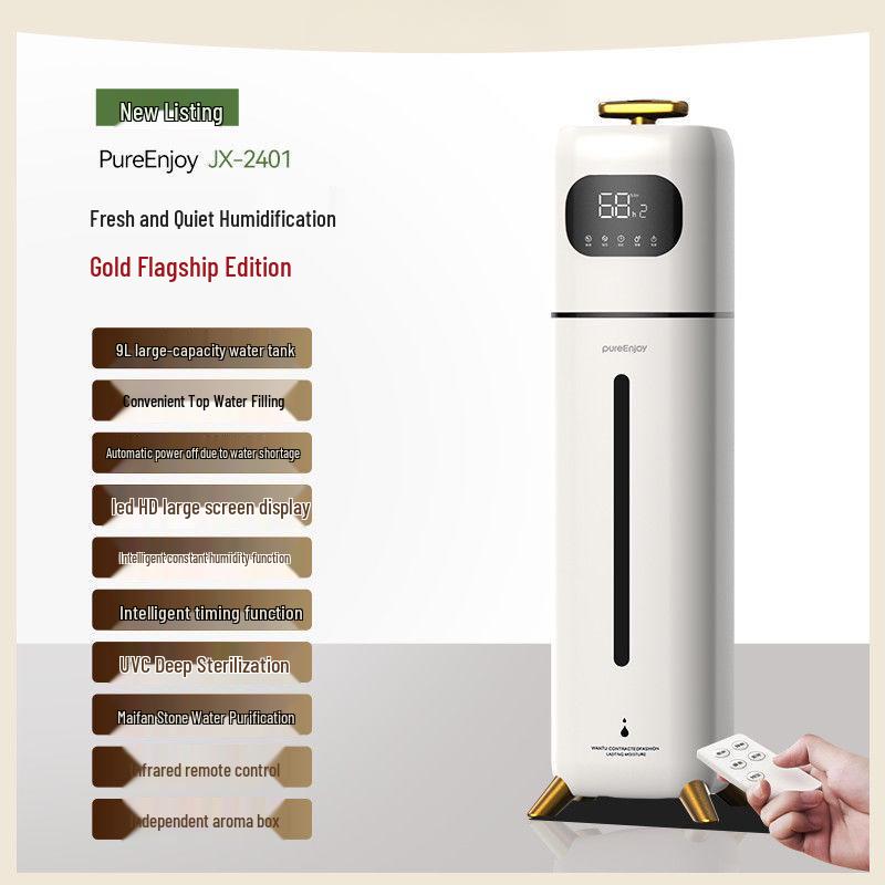 Silent Floor-Standing Home Air Humidifier with Large Mist, Sterilization, and Easy Water Refill for Bedrooms and Nurseries