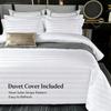 Satin Stripe Polyester Bedding Set Hotel‑Style 4‑Pieces Duvet Cover Kit