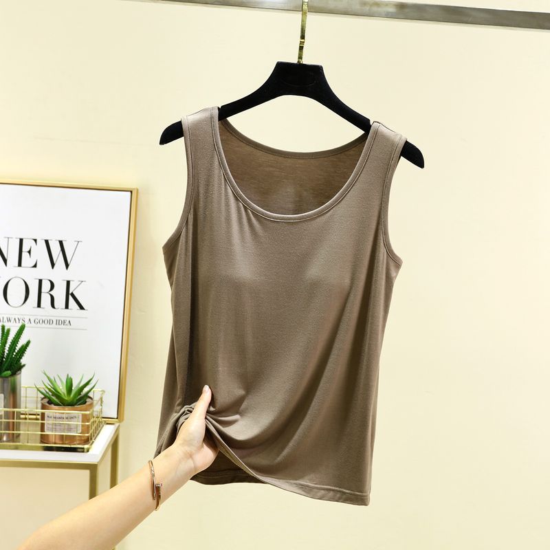 

Модальный жилет с нагрудными вкладышами, женский летний тонкий внутренний, для ношения в качестве основы, без косточек, без рукавов, больших размеров, стройнящий, на бретелях Dark card XL (55.00 kg-70.00 kg recommended