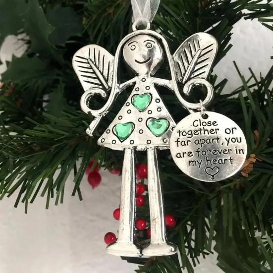 Christmas Tree Alloy Hanging Decoration Girl Love Heart Snowman Reindeer Shape Hanging Ornament Friends Family Neighbors Holiday Gift