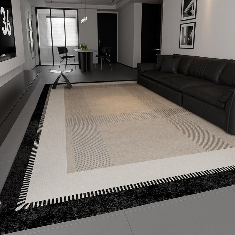 

Beige Black Geometric Area Rug Modern Luxury Living Room Carpet Waterproof Non Slip Sofa Floor Mat Easy Care Holiday Decor 60*90cm