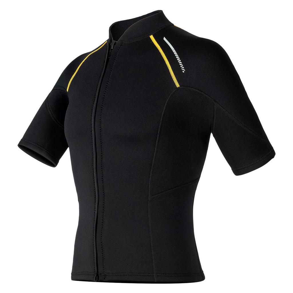 Mens Short Sleeve Neoprene Top 1.5mm Front Zip Wetsuit Shirt for Swimming Diving Surfing Snorkeling Water Sports