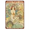Vintage Metal Tin Signs Beauty-Art Nouveau Decorative Signs Four Seasons - Illustration Girl Retro Wall Decor Home Wall Signs