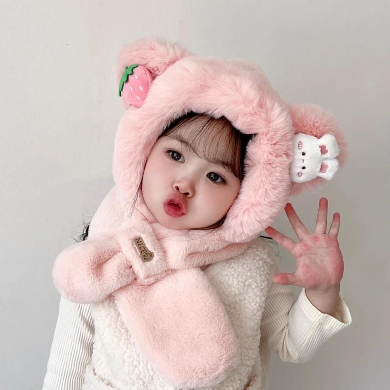Children's Cute Hats, Super Adorable Ear-protecting One-piece Neck Caps for Boys and Girls Autumn and Winter