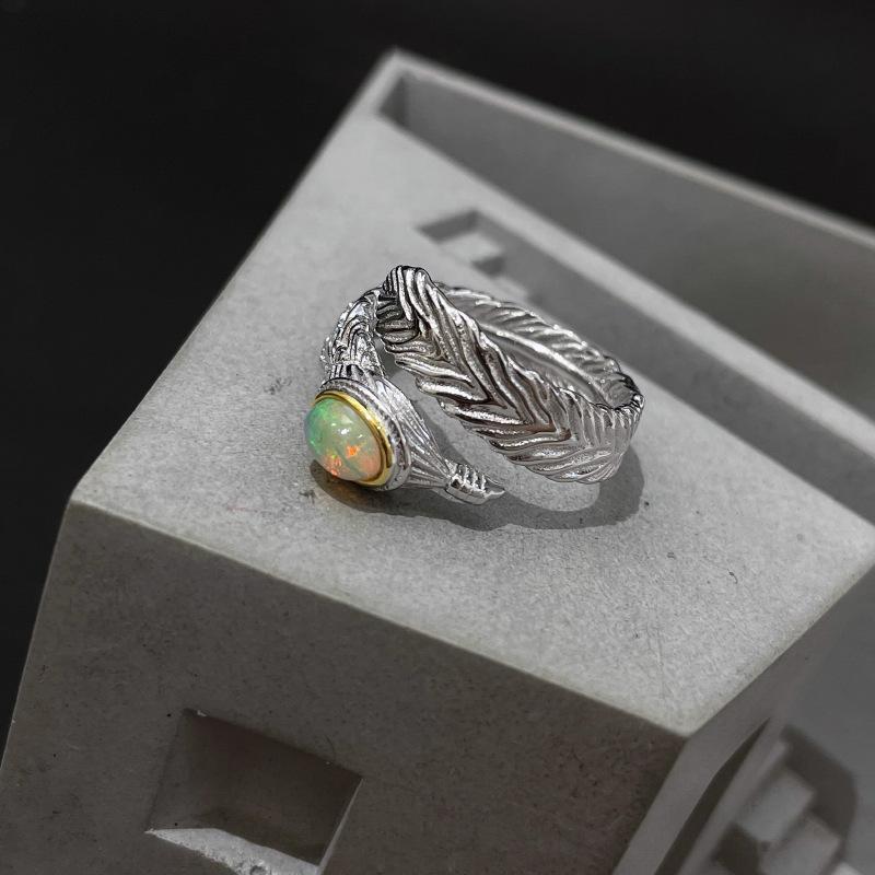CopperVintage Fashion Setting Opal Stone Gem Ring For Women Size 6-10 Anillos Anel
