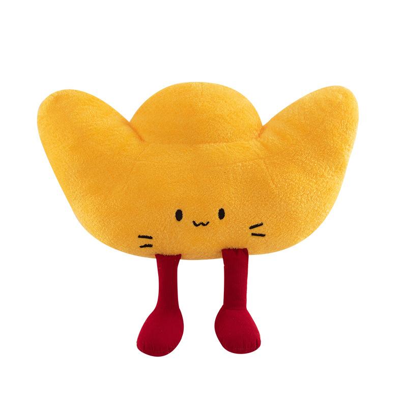 New Lucky Treasure Throw Pillow Plush Toy Doll Gold Ingot Doll Sofa Backrest Pad Decorative Ornament Gift