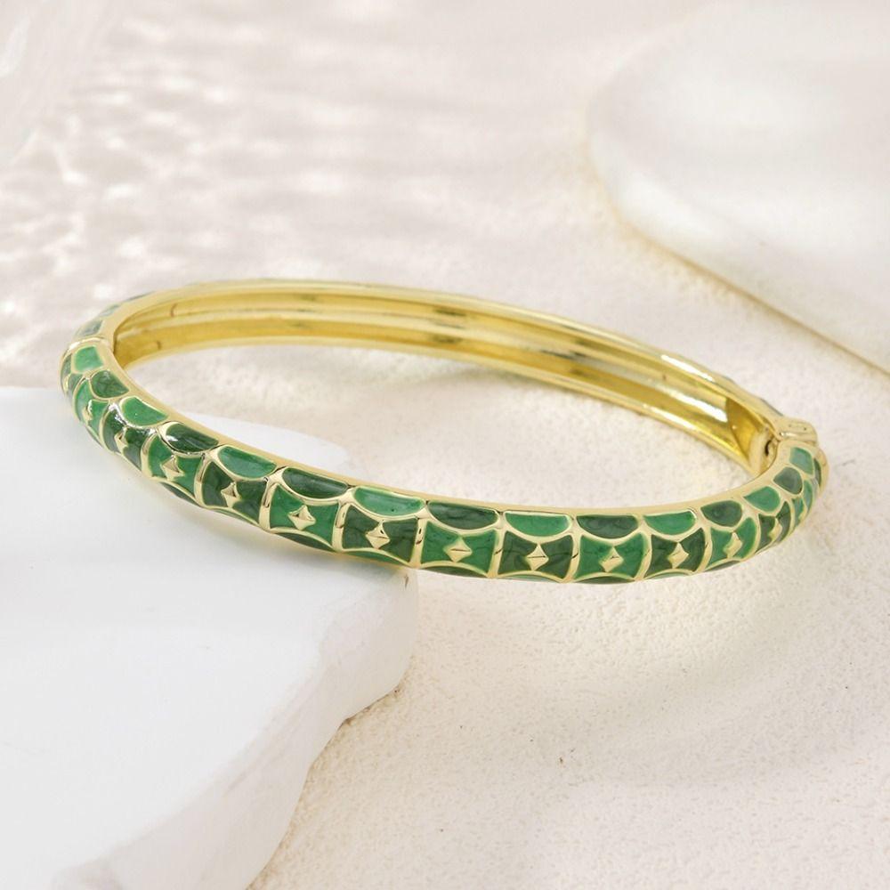 Chinese Hawaiian Flower Bangle Square Shape Women's Hand Bracelet Vintage Cloisonne Bangle  Girls