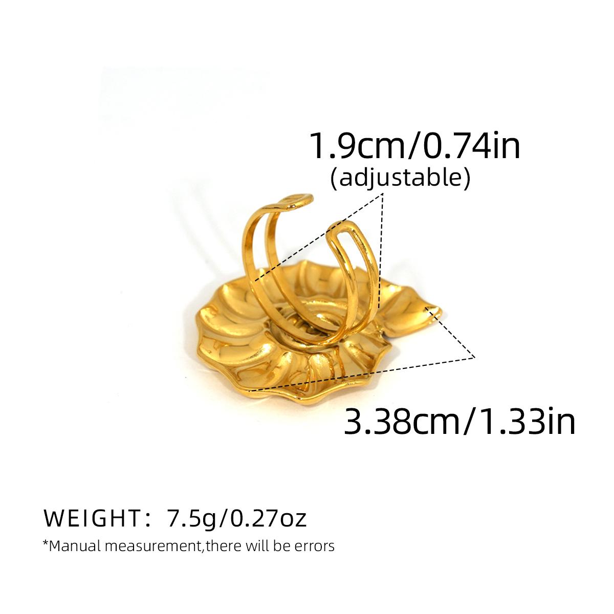 

Exquisite Conch Design Stainless Steel Rings 18K Gold Plated Waterproof Quality Zircon For Daily Wear Vacation Seaside Etc resizable