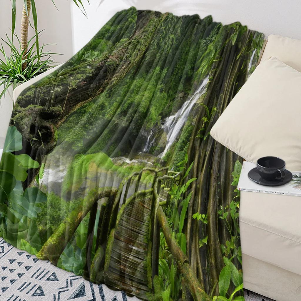 Decke Dschungel Grün Blätter Wald Decke Weich Bequem Plüschdecken Warm Sofa Bettlaken