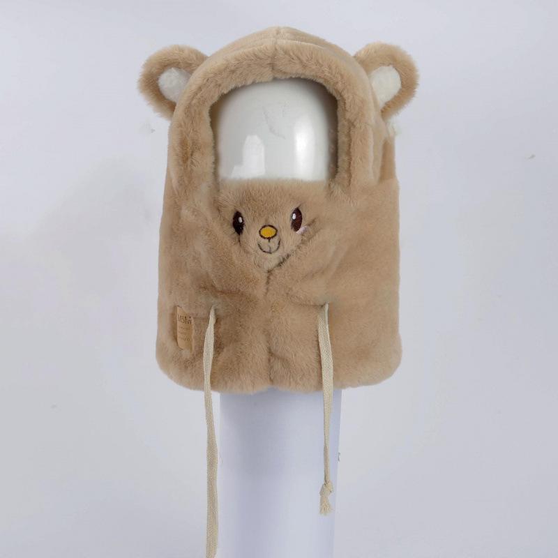 Hat female autumn and winter warm knitted wool snow hat cycling mother fashion ear protection headgear scarf integrated hat