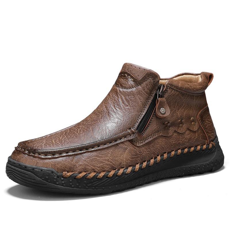 

Plus-size Shoes, Ankle Boots, Leather Boots, High-top Men s Shoes, Casual Boots 48 хакі