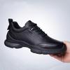 Men's Casual Breathable Leather Running Shoes - Non-slip, Thick Sole, Solid Color, Ideal for Outdoor and Business.