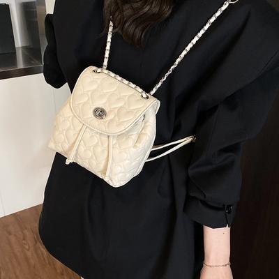 Love Embroidery Thread Chain When Bag Women 2025 Summer New College Student Class Backpack