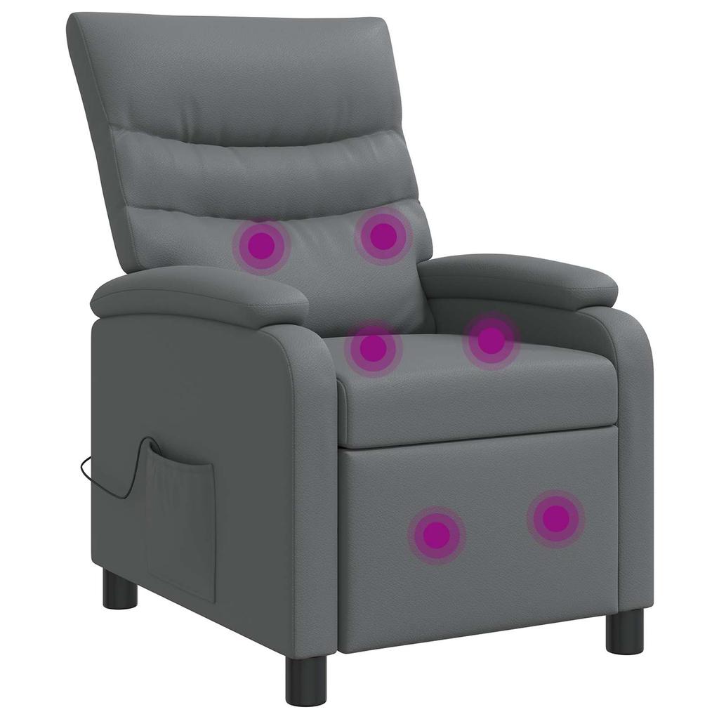 Massage Recliner Chair Gray Faux Leather