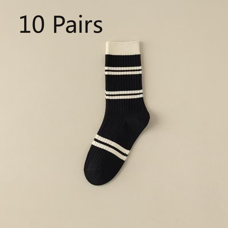 

10 пар женских модных новых полосатых спортивных гольфов из высокой резины для весны и осени 10 Pairs