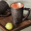 Reine Kupferfarbene Moscow Mule Kaffeetasse Baumstruktur Exquisit Vintage Verdickend Langlebig Wasser 450ml Becher Geflochtener Griff Teetasse