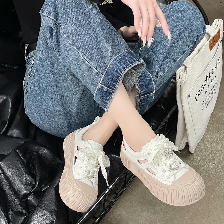 Ladies Footwear High On Platform Summer Women's Shoes Round Toe Fashion 2025 Quality Vulcanized Shoe Korean New Offers Stylish
