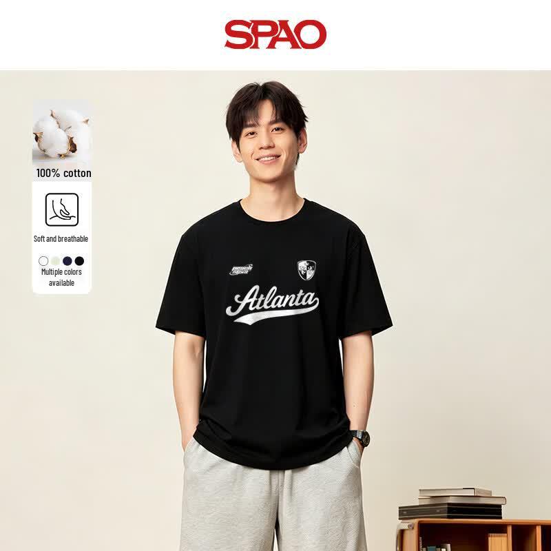 SPAO Men s 100% Cotton American Casual Short Sleeve T-Shirt 3XL