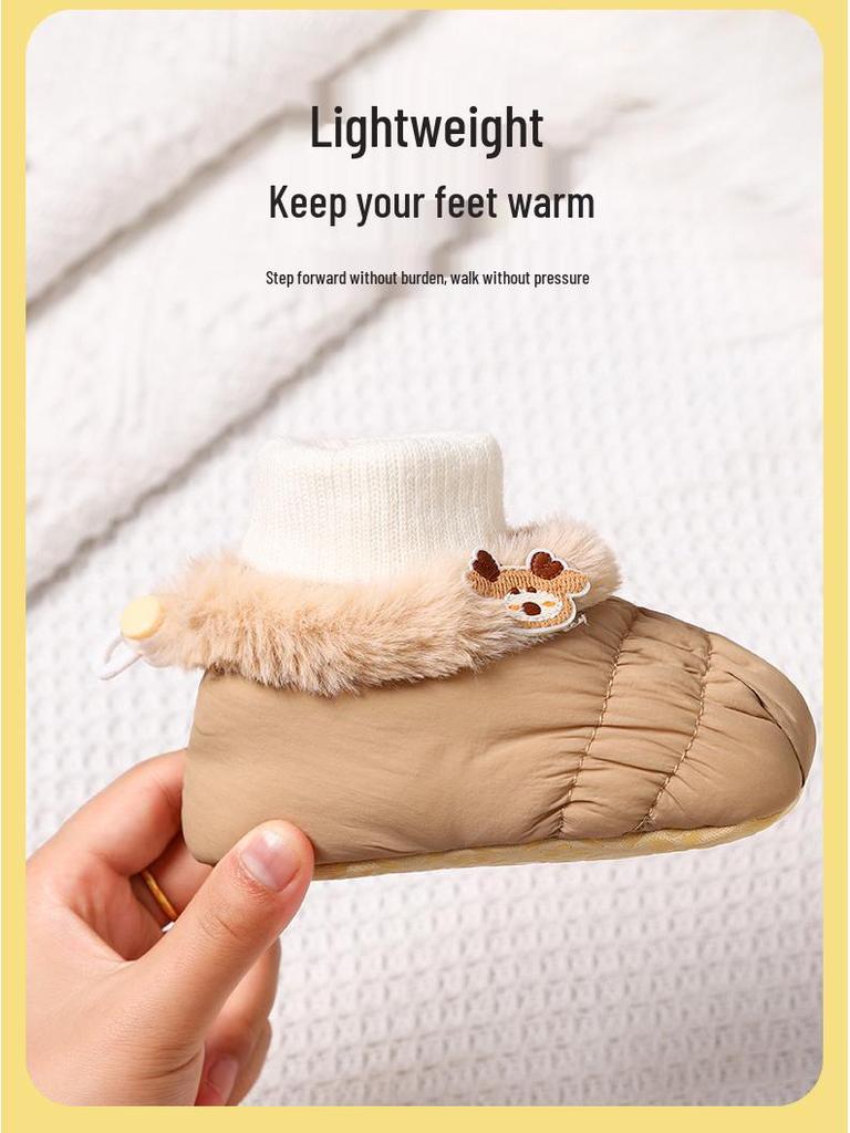 Cartoon Baby Shoes: Soft Sole, Fleece-Lined, Warm Cotton, Non-Slip, Anti-Drop, and Cold-Insulating for Boys & Girls