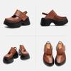 Johnature Retro Round Toe Thick Soled Sandals Versatile Genuine Leather Thick Heel Women's Platform Shoes