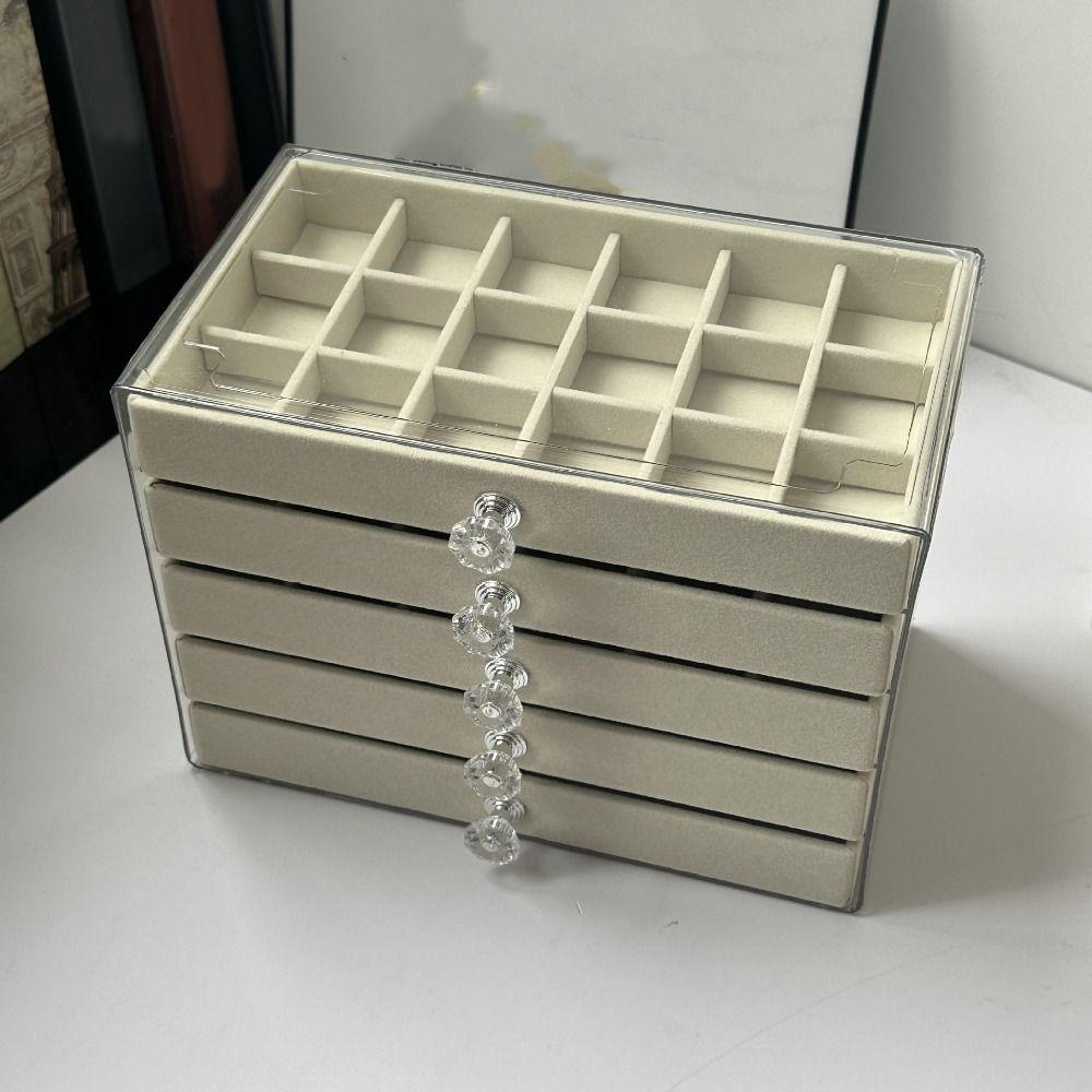 Large Capacity Velvet Jewelry Box Earrings Necklaces Jewelry Storage Box  Desk Use