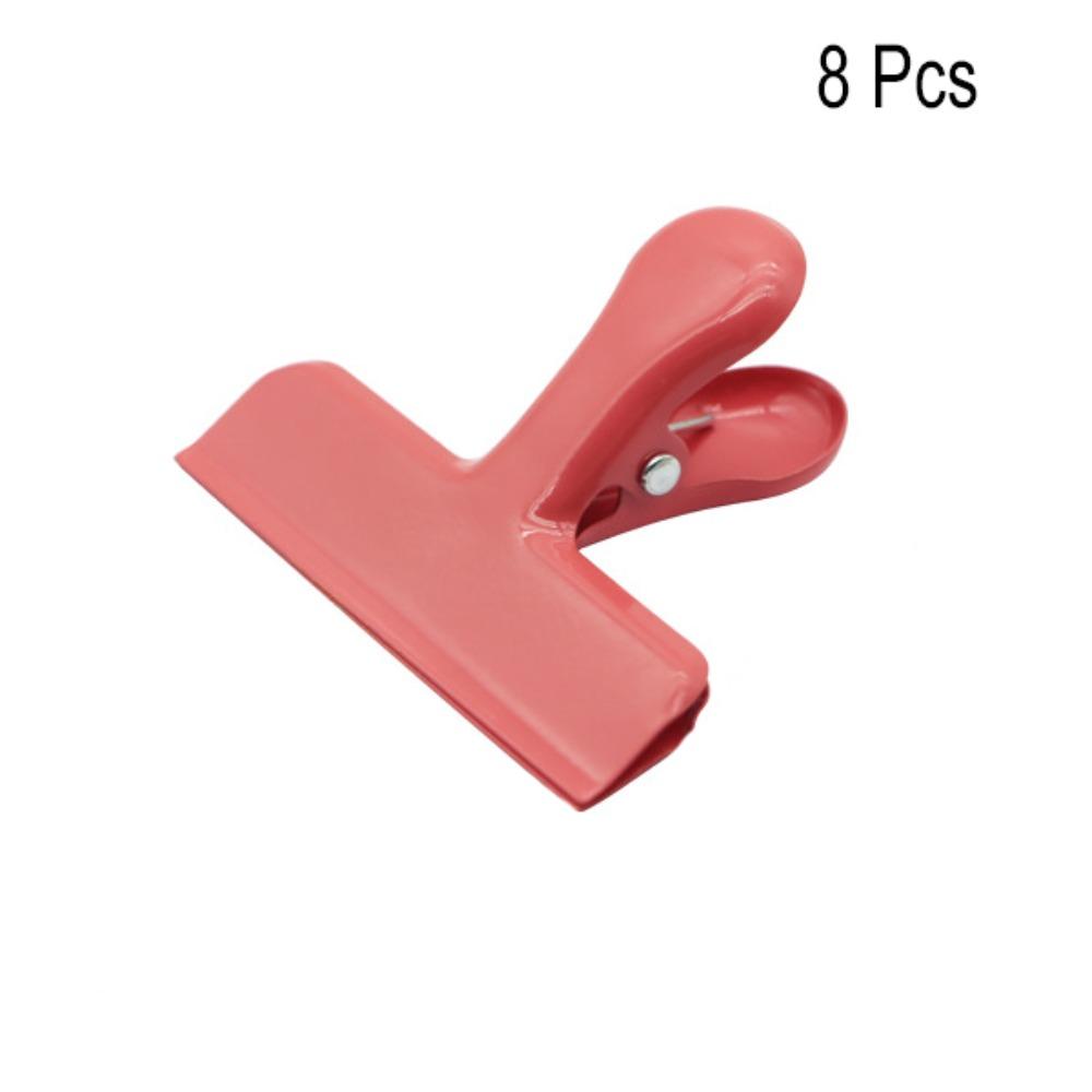 8PCS Round Corner Food Packages Clamp Strong Spring Stationery Clips Durable Photo Clip  Student красный