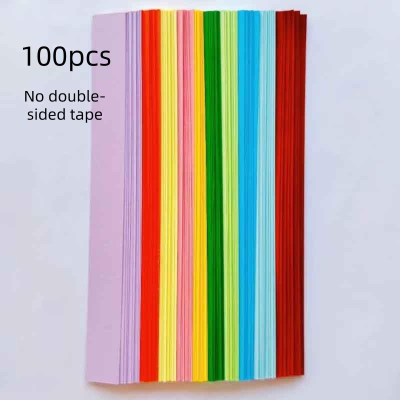 

100pcs+1 roll double-sided tape Colorful Paper Chains Strips for Birthday Party Decorations DIY Crafts Supplies