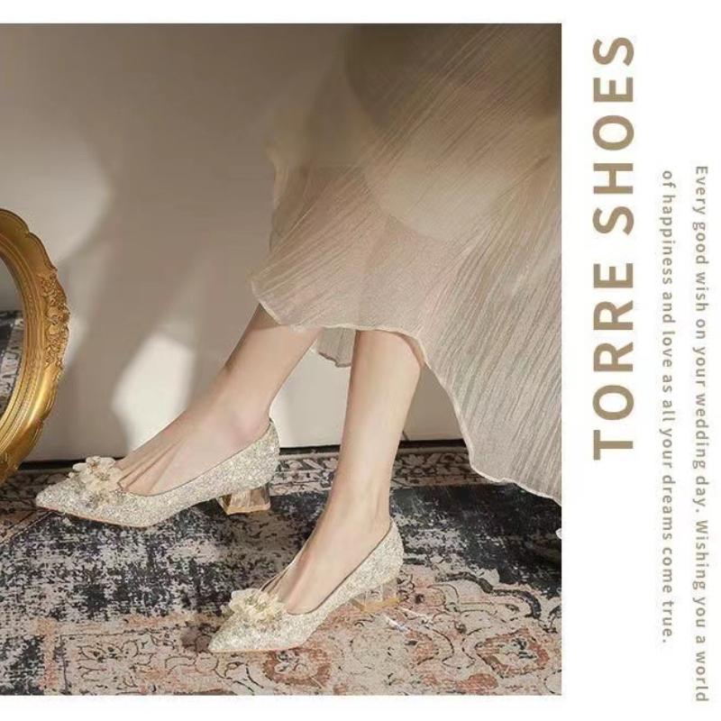 

Свадебные туфли на толстом каблуке во французском стиле для свадебных платьев для женщин, туфли на высоком каблуке для женщин, хрустальные туфли для женщин, туфли-лодочки 40 серебряный