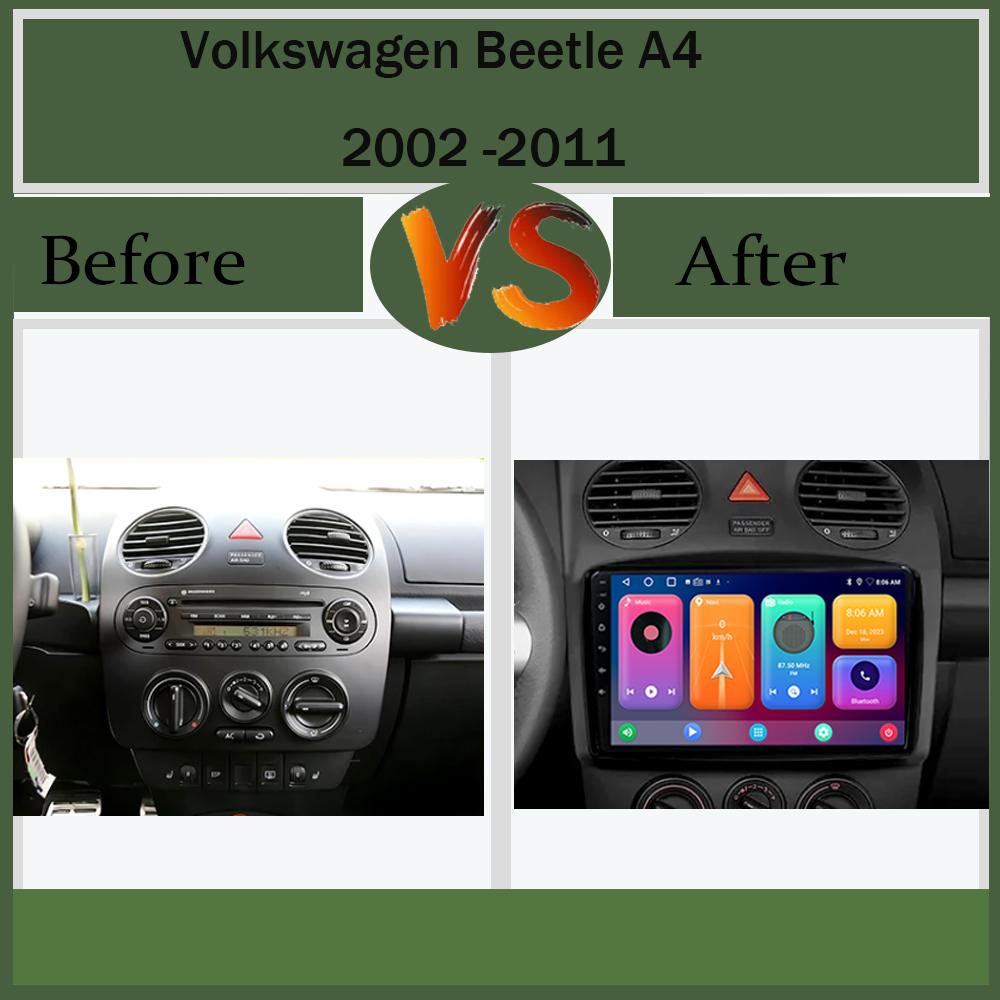 2Din Carplay Android 14 For Volkswagen Beetle A4 2002 - 2011 GPS Navigation Car Radio Multimedia Player Autoradio Head Unit Wifi